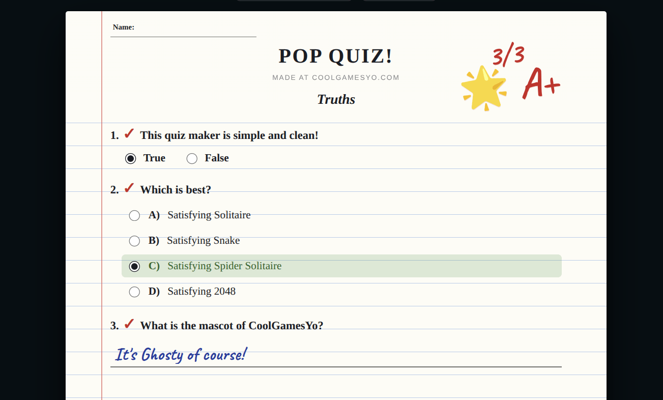Cozy Pop Quiz Maker